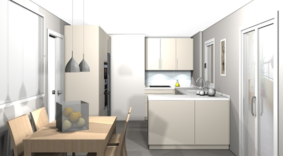 proyecto 3D de cocina en lezo, rentería, pasajes